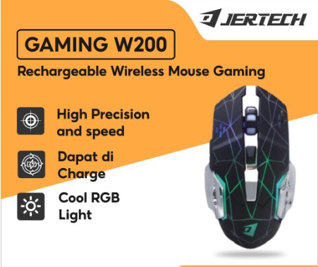 JERTECH Gaming Mouse Wireless W200 Rechargeable High Precision And High Speed