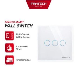 Fantech Saklar Lampu Rumah Smart Wall Switch 3 Tombol Touch WiFi